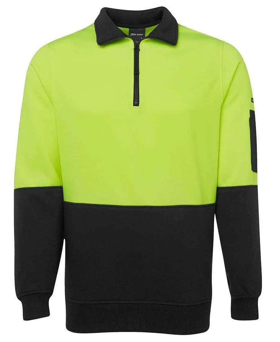 JB'S Hi-Vis 1/2 Zip Fleecy Sweatshirt 6HVFH Metro Workwear.